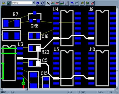 Figure 2. Example routed connections -connection U5.6 to C5.2 is